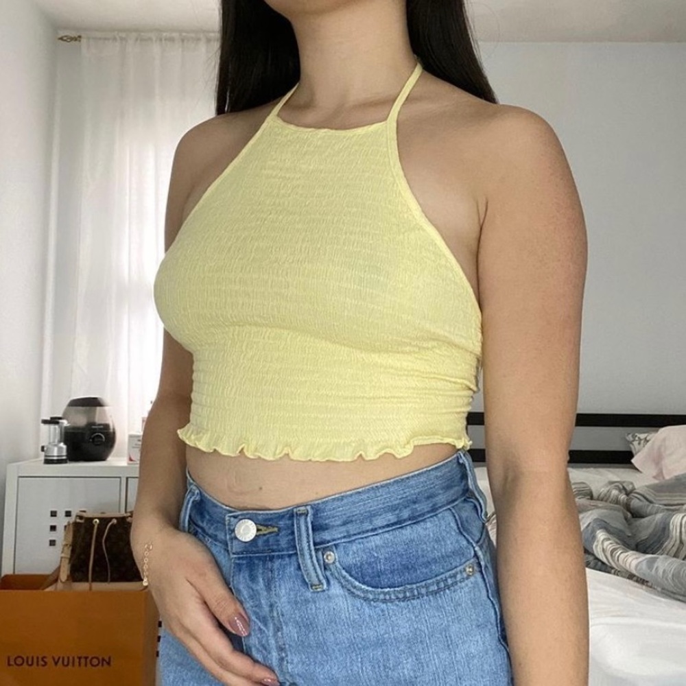Pastel yellow halter top